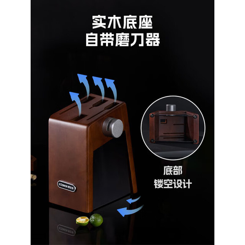 康巴赫刀具套装厨房刀具家用切菜刀斩骨刀水果刀剪刀套刀厨具套装6件套 KH-DLF01高清大图