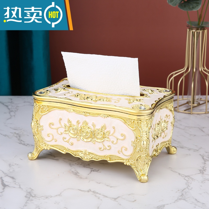 敬平欧式纸巾盒家用客厅茶几抽纸盒创意轻奢KTV纸抽盒餐厅美式ins摆件 银白牙签筒(时尚)高清大图