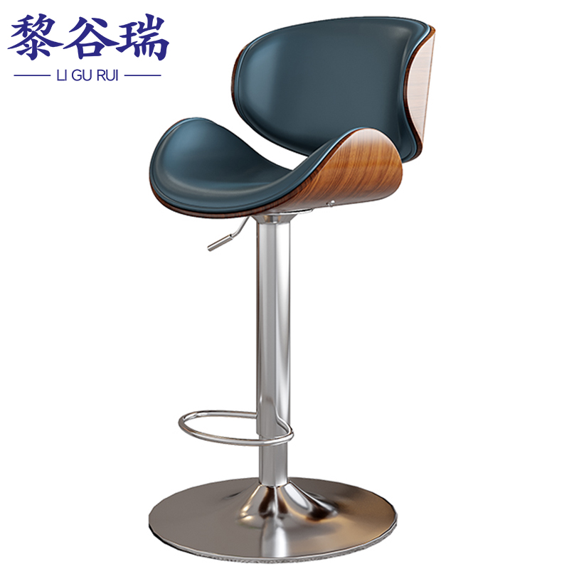 黎谷瑞升降吧台椅 高脚椅牛皮把