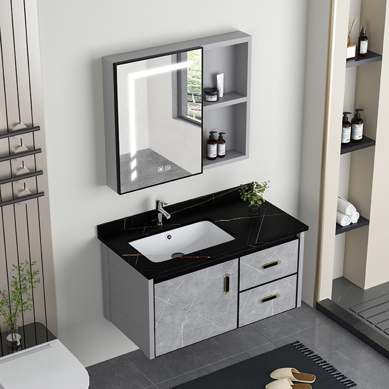 古达太空铝浴室柜组合抽屉卫浴洗漱台卫生间洗脸盆陶瓷一体洗手池