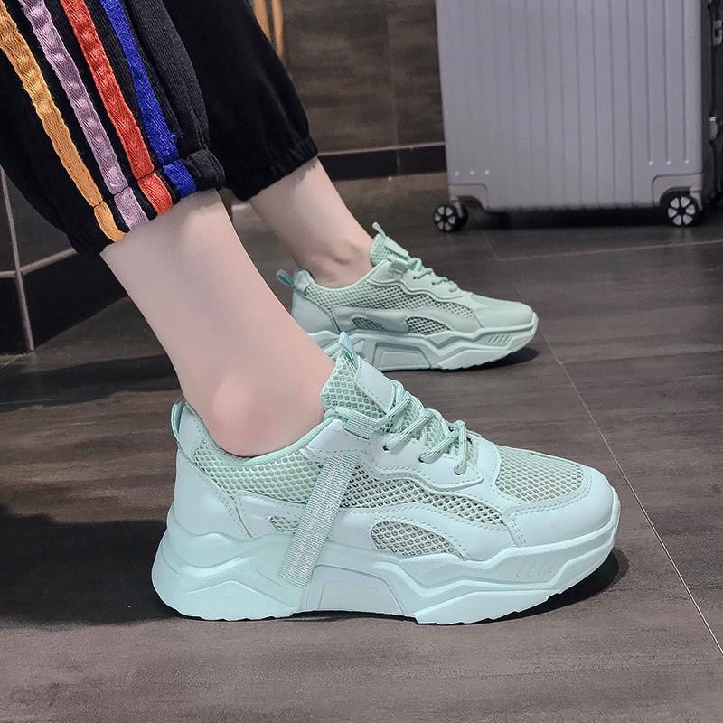 奔典品牌老爹鞋女ins潮2020夏季新款网面透气高跟厚底休闲运动鞋网红