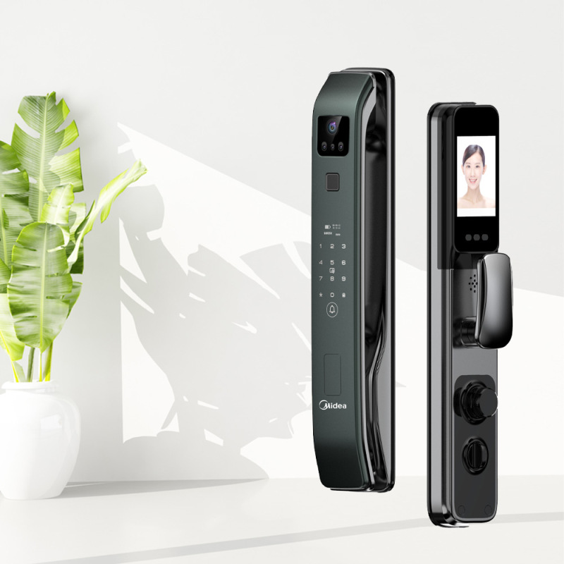 美的(Midea)智能门锁AI人脸4.5寸大屏全无智能联动密码锁指纹锁A2 [人脸识别猫眼款]