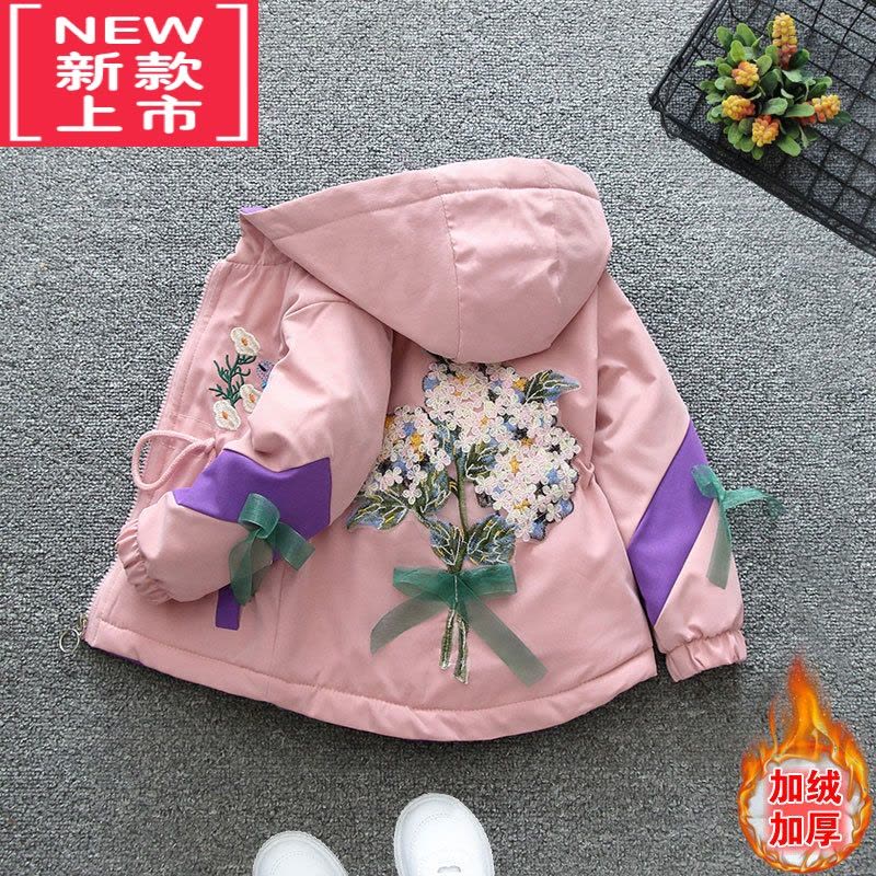 可莉允女童秋冬装2022新款韩版宝宝童装洋气加绒外套中大童儿童加厚风衣棉服图片