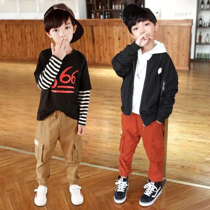 [促销]童装2018新款中大童裤子春秋款儿童松紧休闲裤工装裤长裤韩版潮图片