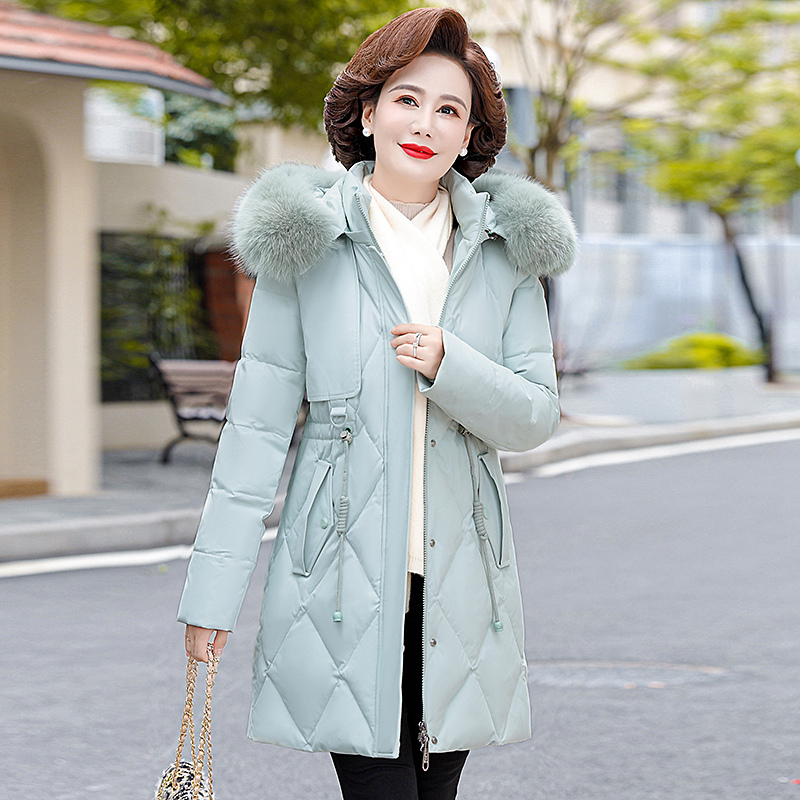 免费试穿 大品牌羽绒服女中长款2024年新款狐狸毛领免洗亮面加厚外套冬装新款白鸭绒羽绒服女中长款过膝大毛领韩版宽松加厚 2788黑色送真毛领 3XL适合115-130斤