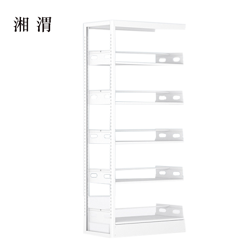 湘渭图书馆书架阅览室货架资料档案架钢制书架单面五层副架高清大图