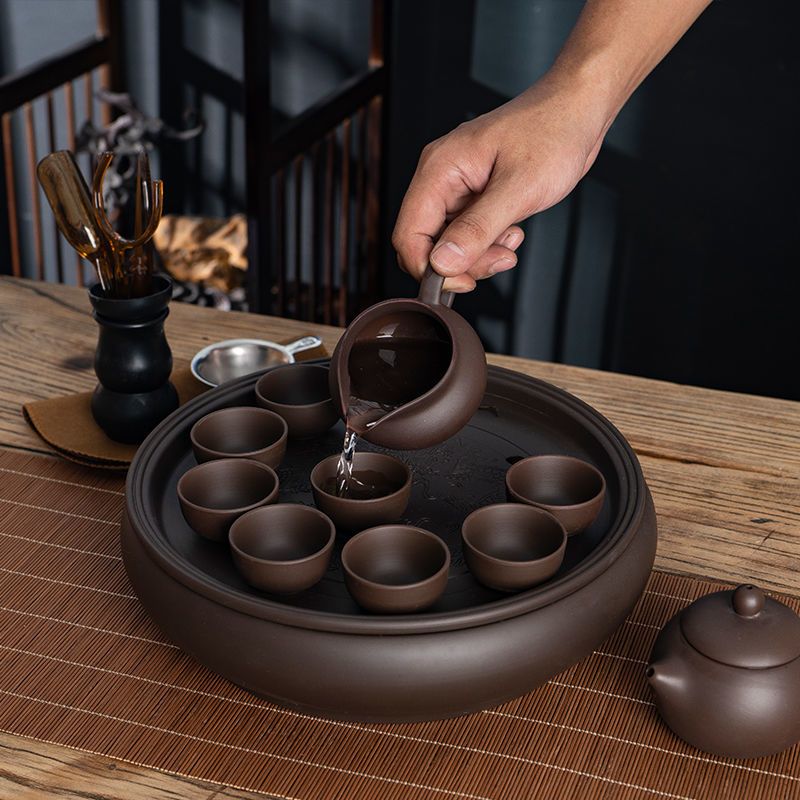 紫砂功夫茶具套装现代家用简约潮汕整套陶瓷茶盘茶壶茶杯泡茶套装西施