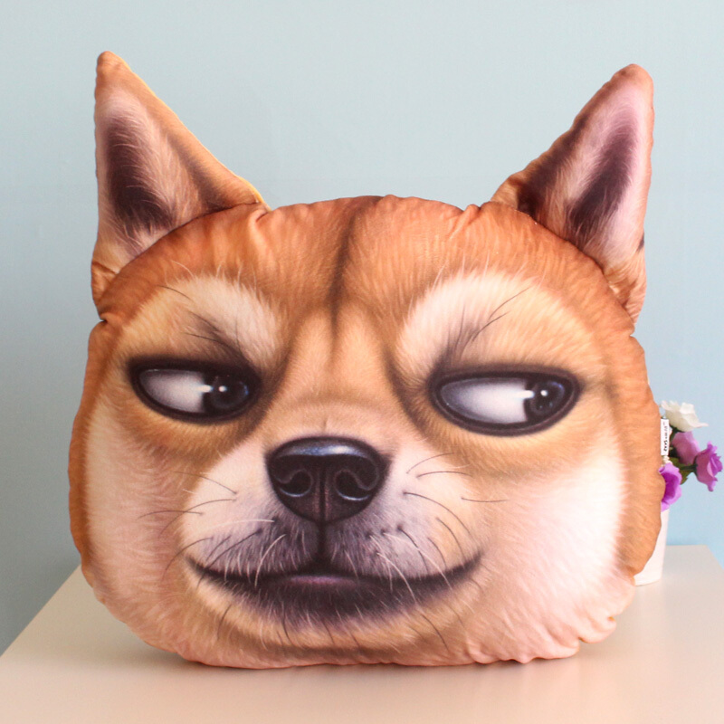 3d二哈士奇狗头抱枕被两用秋田犬神烦狗靠垫狗年吉祥物情人节视频