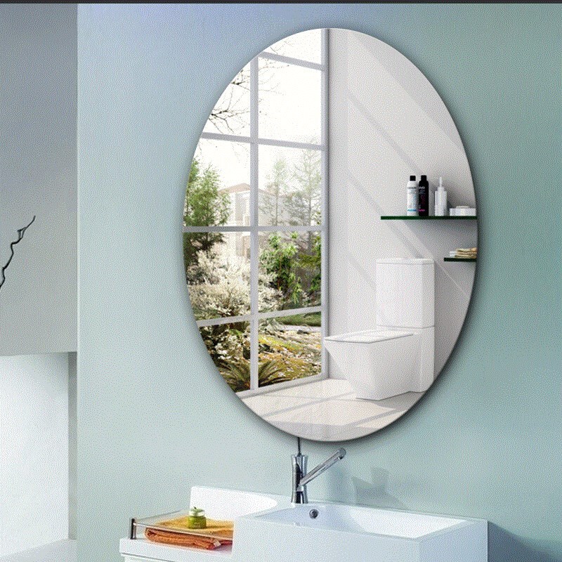 卫生间防水防雾镜子浴室高清无框银镜新婚房间装饰时尚大气 直角60*80