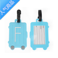 封后定制软硅胶行李牌挂牌登机识别牌旅行出差创意吊牌托运 定制软硅胶F牌蓝色2个
