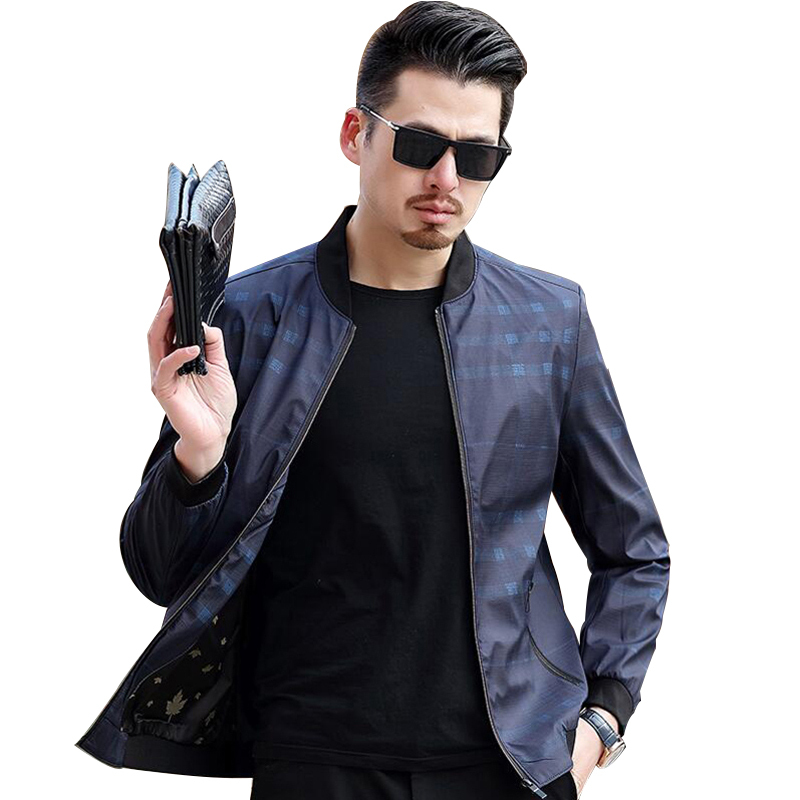 suntek2020男装春秋新款中年男士休闲夹克立领上衣薄款男外套大码爸爸