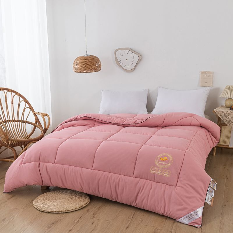 被色织提花四季被芯学生宿舍软糯加厚单双人被子褥子 豆沙粉 90*200cm约4斤褥子