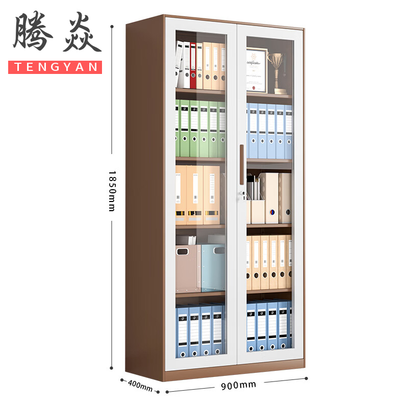 腾焱文件柜咖白通玻台