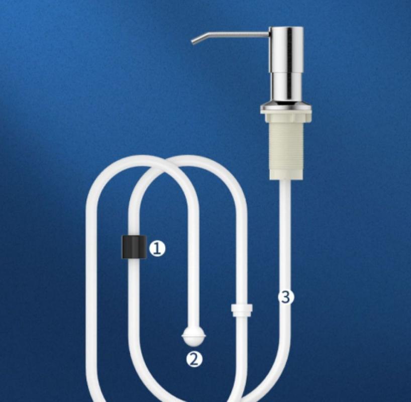 洗洁精按压器厨房水槽用皂液器洗菜盆水池洗涤剂加长管按压瓶神器-【银】304按压泵头+硅胶延长管