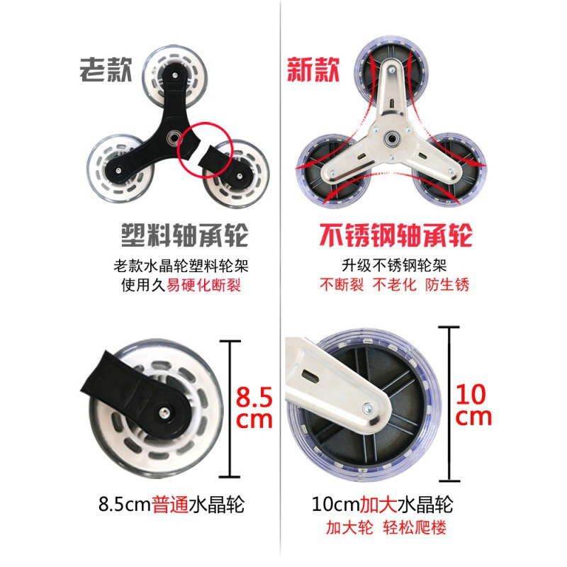 妈妈上楼老年人买菜车小拉车爬楼两用家用帆布拖车方便日常小孩 三维工匠 拉链包加强挂钩车架加大不锈钢轮加高底座口红家用拖车
