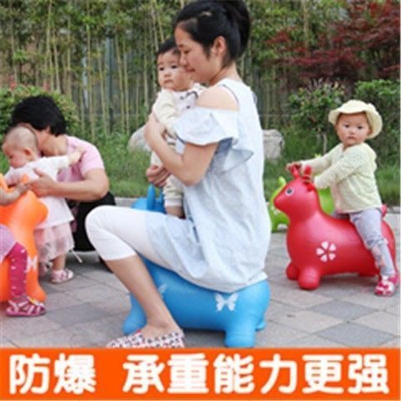 儿童充气马加大加厚宝宝音乐玩具马跳跳马玩具马坐骑充气鹿橡皮马 红色小鹿无音乐