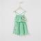 moomoo童装女童裙装夏季新款女中童度假风棉细布吊带连衣裙 绿白竖条组 110/52