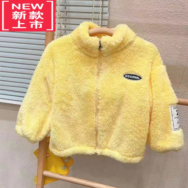 可莉允宝宝毛毛棉服 2022冬装新款男童女童童装儿童加绒加厚外套wt-b128
