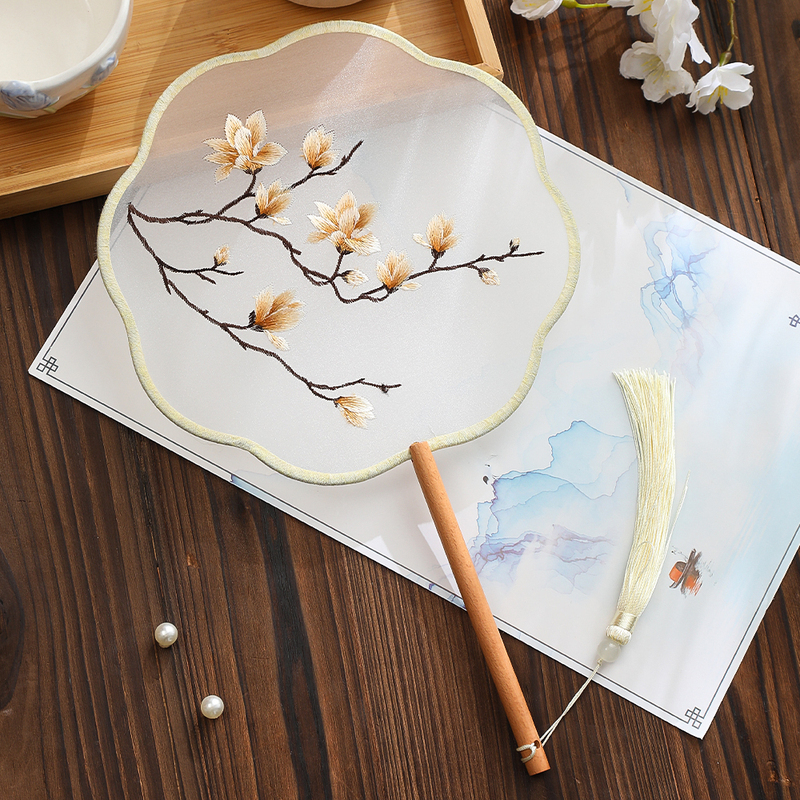 刺绣团扇古风汉服扇子苏州苏绣中国风旗袍儿童圆扇夏季舞蹈扇专用 02