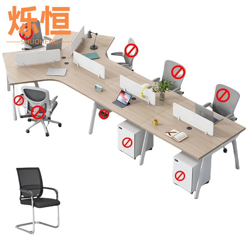烁恒 员工办公桌 七人位含椅 套高清大图