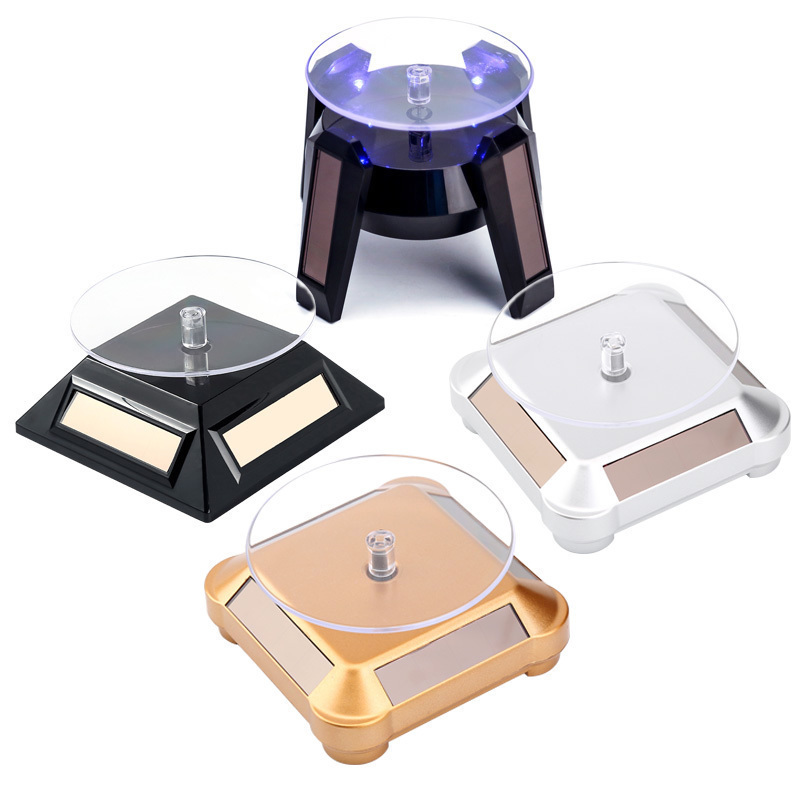 万控旋转展示台太阳能首饰架圆角金色承重500克以下高清大图