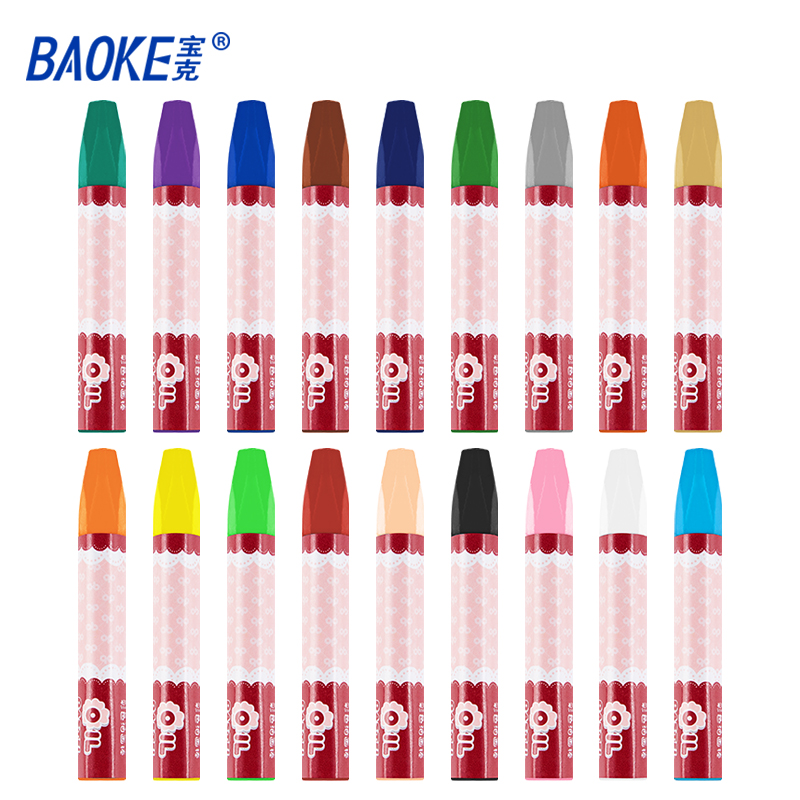 宝克(baoke) OP018 绚彩油画棒 多彩油画棒 绚彩18色 六角笔杆 可水洗 18片/盒