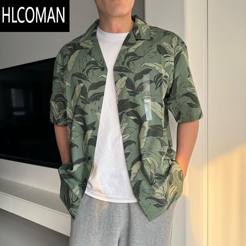HLCOMAN史野男女装莫代尔棉混纺印花开领短袖衬衫25新款474521 477644