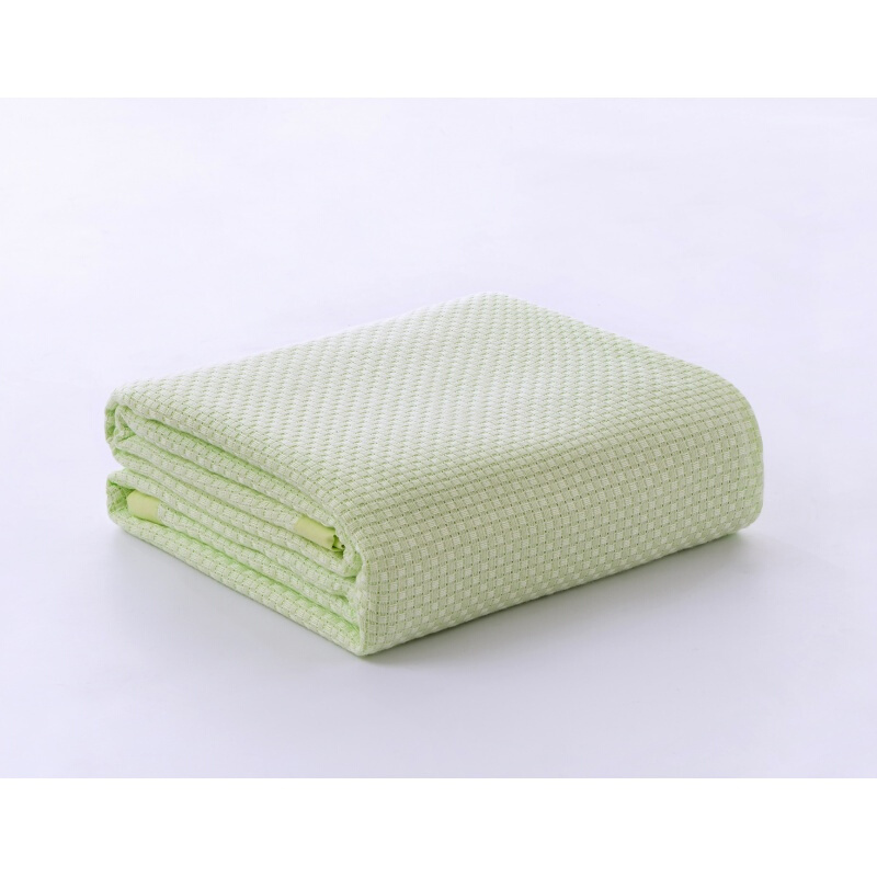 竹纤维儿童夏凉毯午睡毯婴儿竹纤维凉席床单凉被子柔软舒适呼吸毯绿色