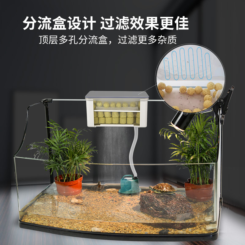 乌龟缸鱼缸过滤器三合一潜水泵低水位小型循环瀑布外置龟缸过滤器高清大图