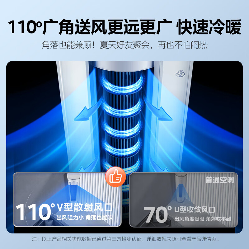 美的(Midea)空调3匹p静优风新一级智能全直流变频冷暖立式柜机节能省电客厅家用圆柱KFR-72LW/N8HY1-1