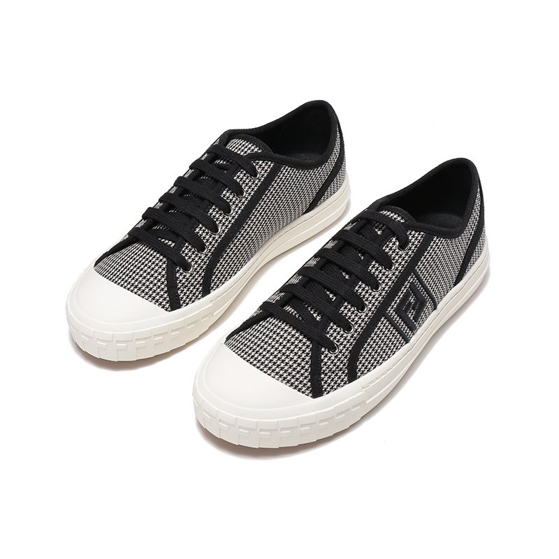 芬迪fendi男士织物fendidomino低帮系带休闲运动鞋板鞋帆布鞋7e1553ak