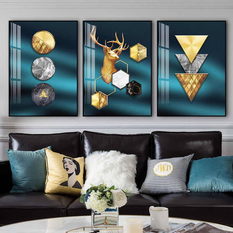 客厅装饰画现代简约ciaa轻奢挂画北欧沙发背景墙三联壁画抽