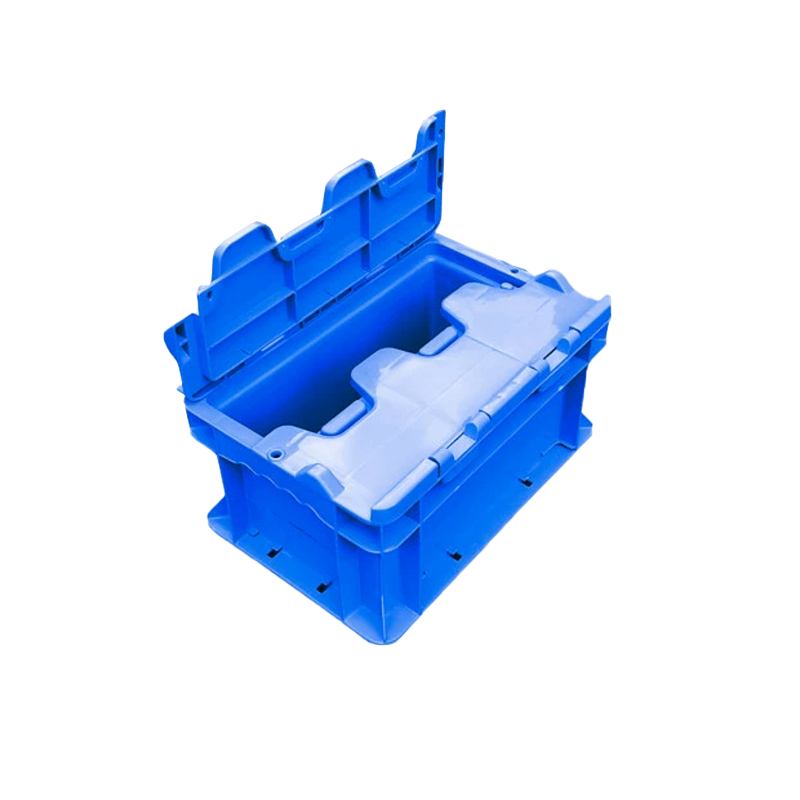 翌嘉 YJ4121729可堆式物流箱塑料周转箱塑料储物箱 翻盖蓝色 300*200*148高清大图