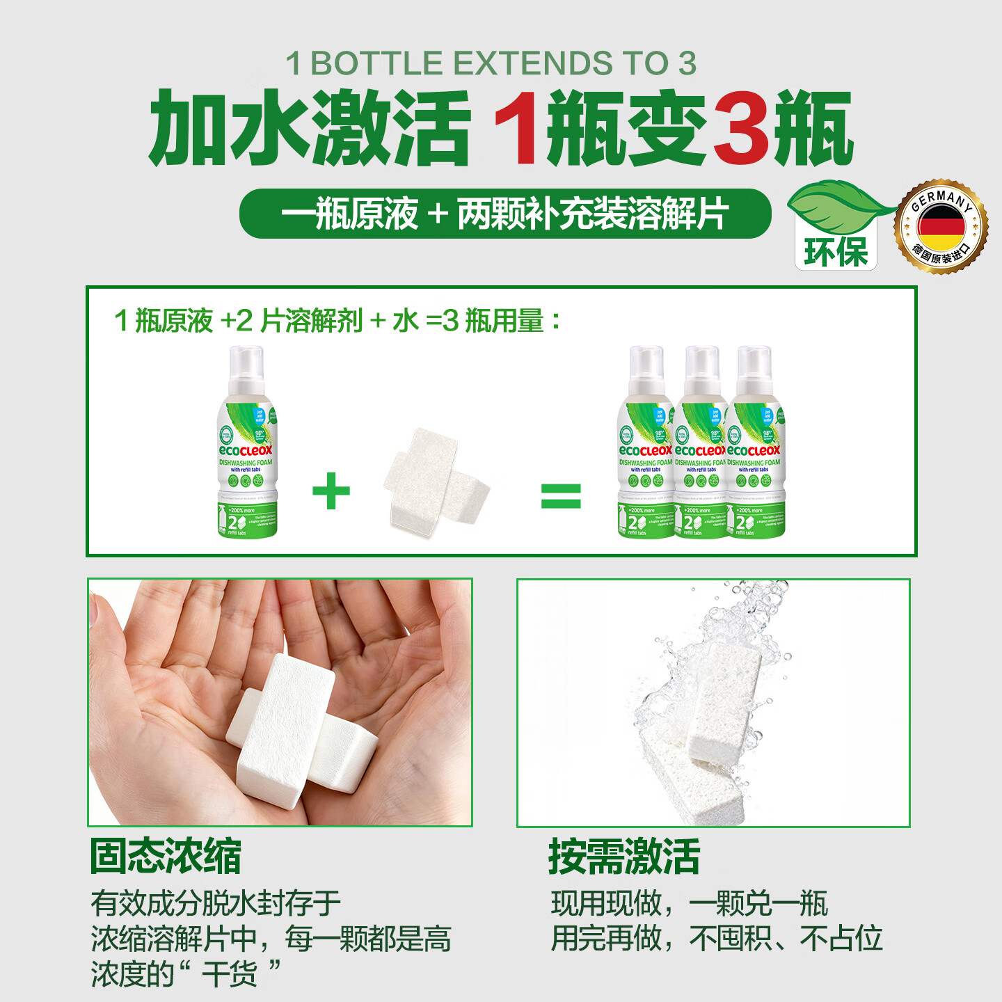 卫丫Via德国进口泡沫型洗洁精500ml食品级餐碗奶瓶果蔬清洗 一瓶变3瓶高清大图