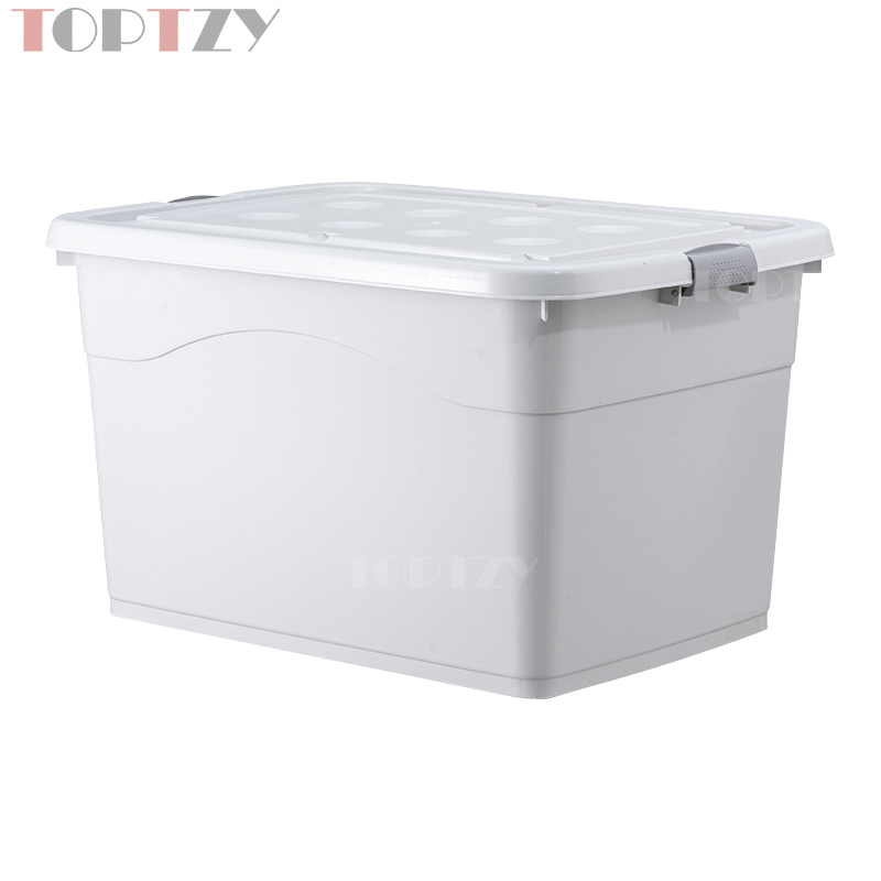 toptzy TZ3111301 塑料收纳箱衣服整理箱杂物储物箱子 60L浅灰色