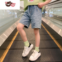 绿彩虹光女童牛仔短裤夏装2022新款童装夏洋气时髦中大童女孩儿童裤子夏季