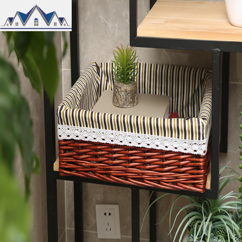 专业定做订制藤编收纳筐异形抽屉杂物盒柳编储物篮柜子格子整理箱 三维工匠收纳篮 红棕色