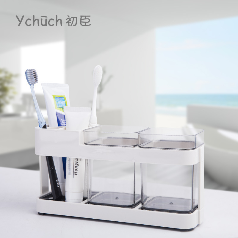 美帮汇创意牙刷架套装情侣牙膏牙刷筒漱口杯洗漱套装浴室收纳置物高清大图