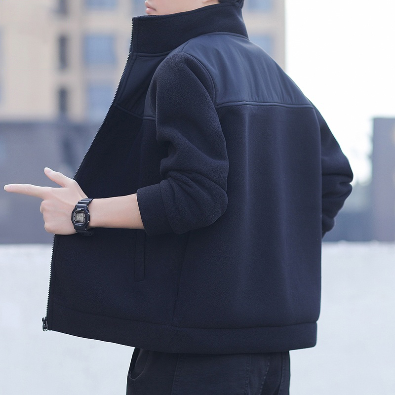 啄木鸟摇粒绒外套男士加绒加厚运动夹克2025新款秋冬季卫衣男装夹高清大图