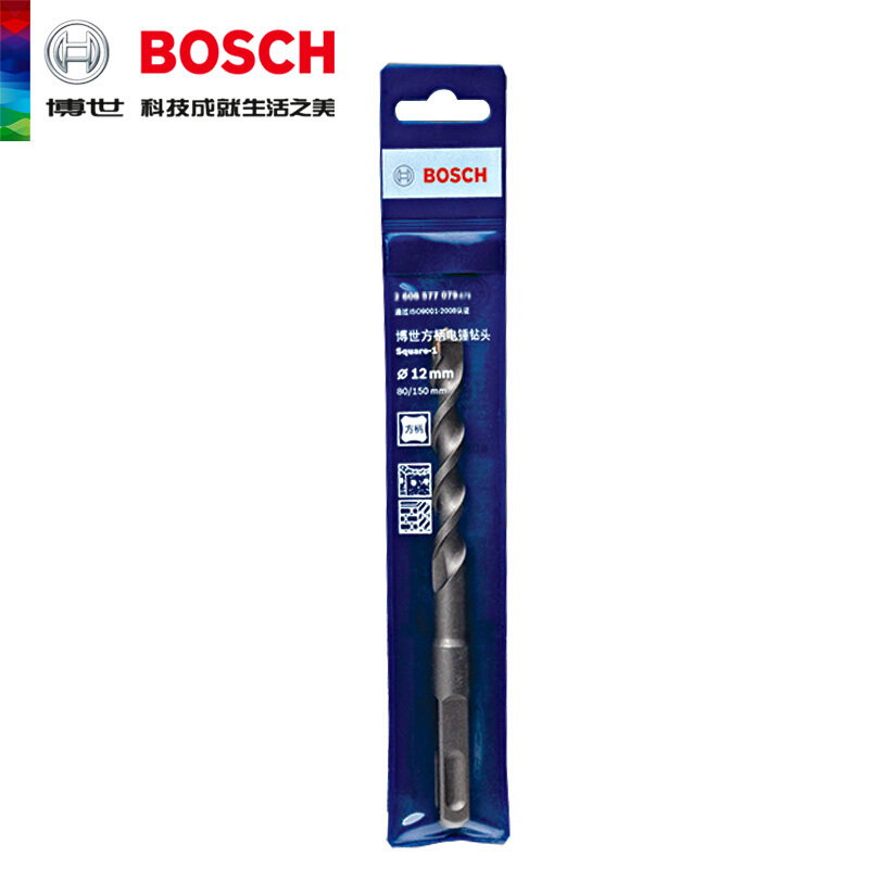 【苏宁自营】博世(BOSCH)原装方柄四坑1系2刃电锤钻头用于砖墙混凝土钻孔电动工具配件 8X130/200MM单支装