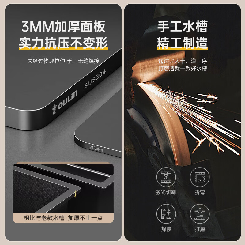 欧琳(OULIN) 水槽9147HM/9148HM单槽洗菜盆高清大图