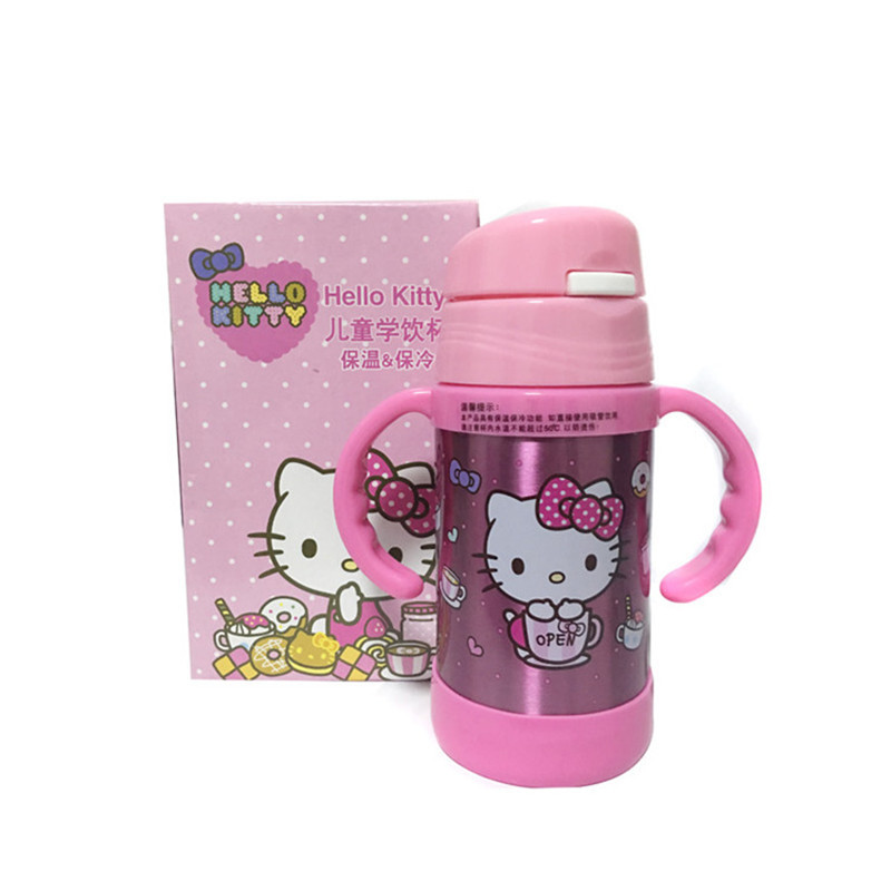 凯蒂猫(HELLO KITTY)杯子 KTPO-F261C 双层不锈钢 硅胶奶嘴 烤漆不掉色 儿童 学饮杯子