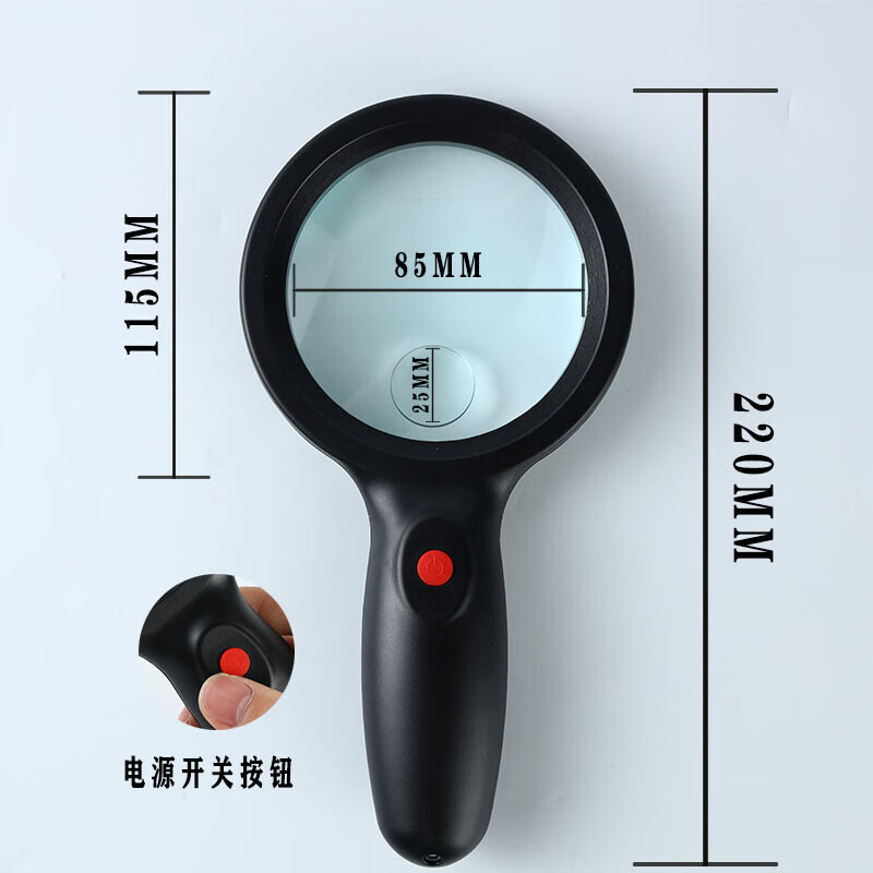 企采严选桌面夹台式放大镜带LED灯高清老人用多功能维修检验工作台灯 黑色OK98+擦镜布高清大图