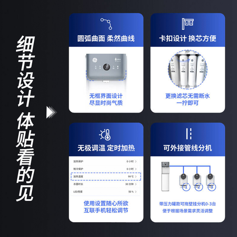 GE 极雅三温气泡款纳滤直饮机(套装)GCUN-02A03适用20-40人高清大图