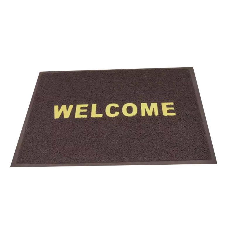 漂牌英文咖色加厚60*90cm耐磨进门防滑垫脚垫PVC丝圈地垫出口门垫图片