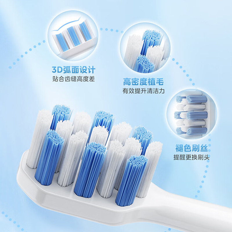 美的电动牙刷耐用便捷软毛声波全自动冰川白MC-AJ0101高清大图