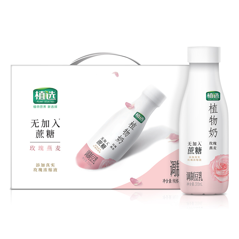 伊利 植选植物奶豆乳pet玫瑰燕麦味315ml*10瓶