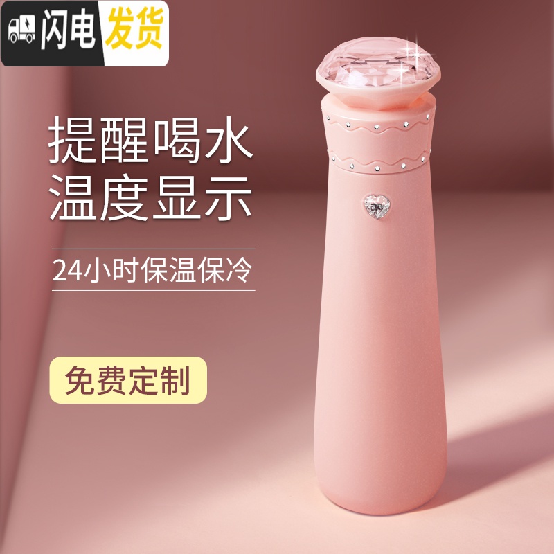 三维工匠保温杯女士INS简约可爱原宿风创意智能水杯个性潮流 [浪漫香水流星球礼盒]粉色杯子+浪漫邂逅香水+流星球夜灯礼盒高清大图