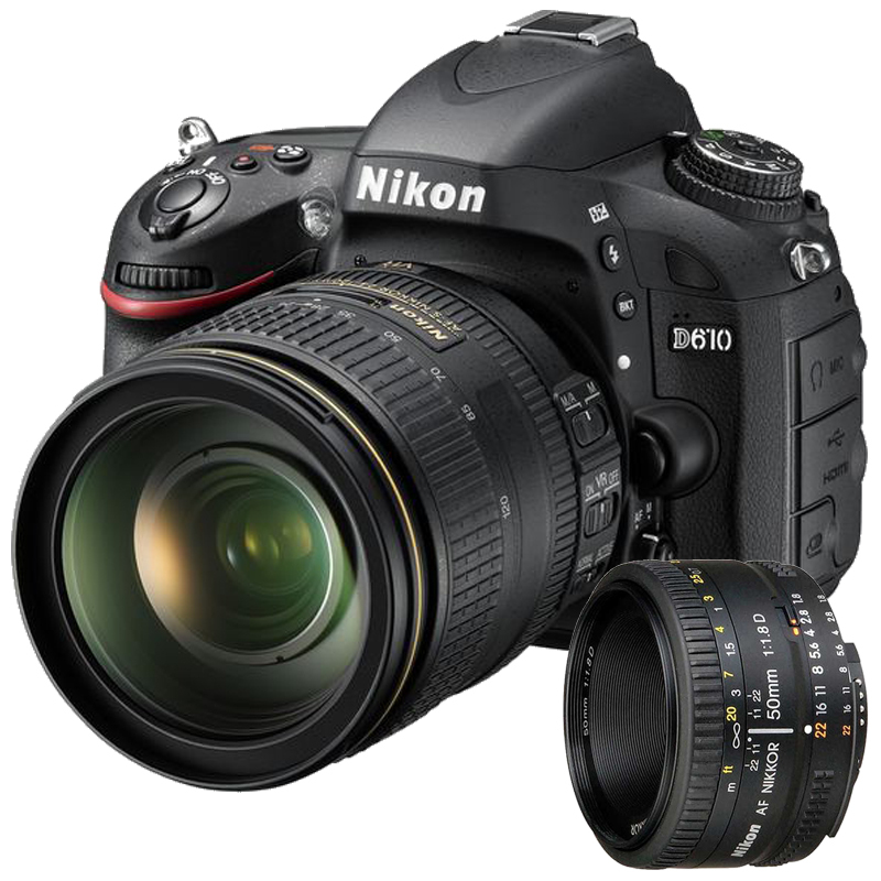 尼康(Nikon) D610(24-120mm+50mm F1.8D)数码单反相机 双镜头套装 约2426万像素