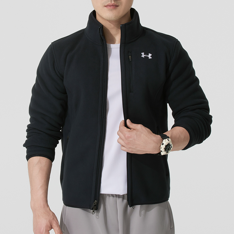 安德玛（Under Armour）男装外套新款运动服舒适抓绒服潮流时尚摇粒绒夹克1389308-001 ZP高清大图